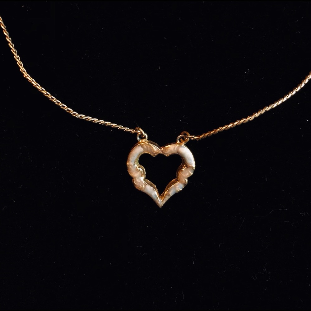 Opalescent Goldtone Heart Necklace